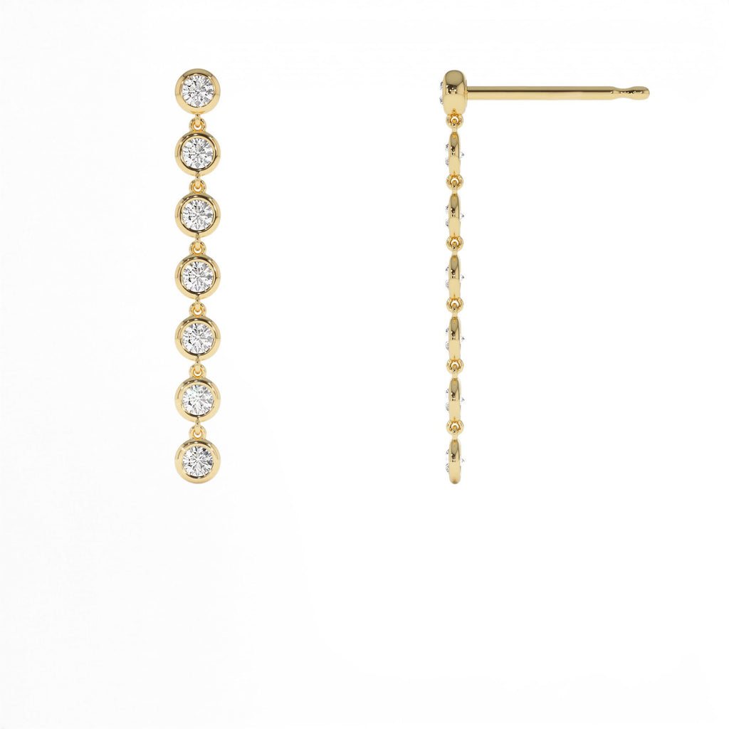 14k Long Diamond Drop Earrings - view 4