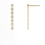 14k Long Diamond Drop Earrings - view 4