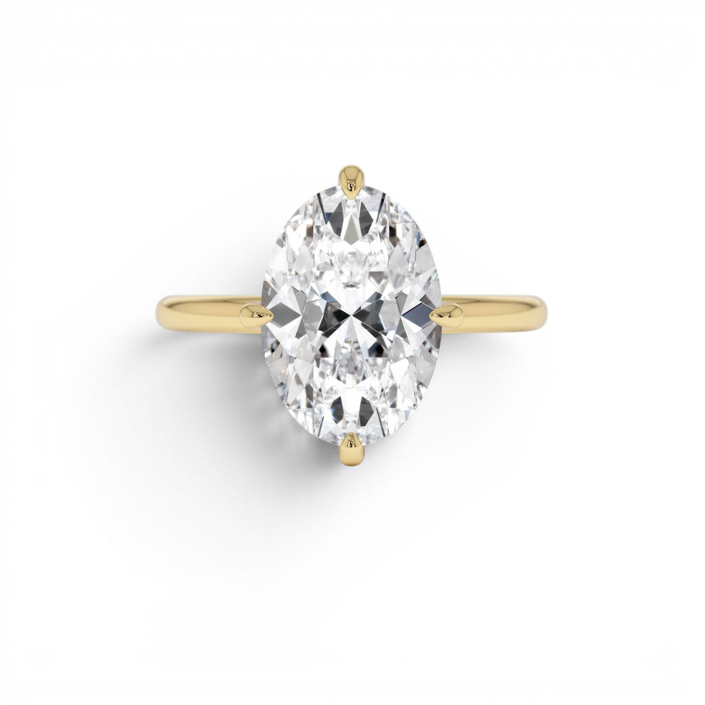 3.00 Ctw 14k Gold Oval Shape Lab Grown Prong Setting Engagement Ring by Orlina Fine