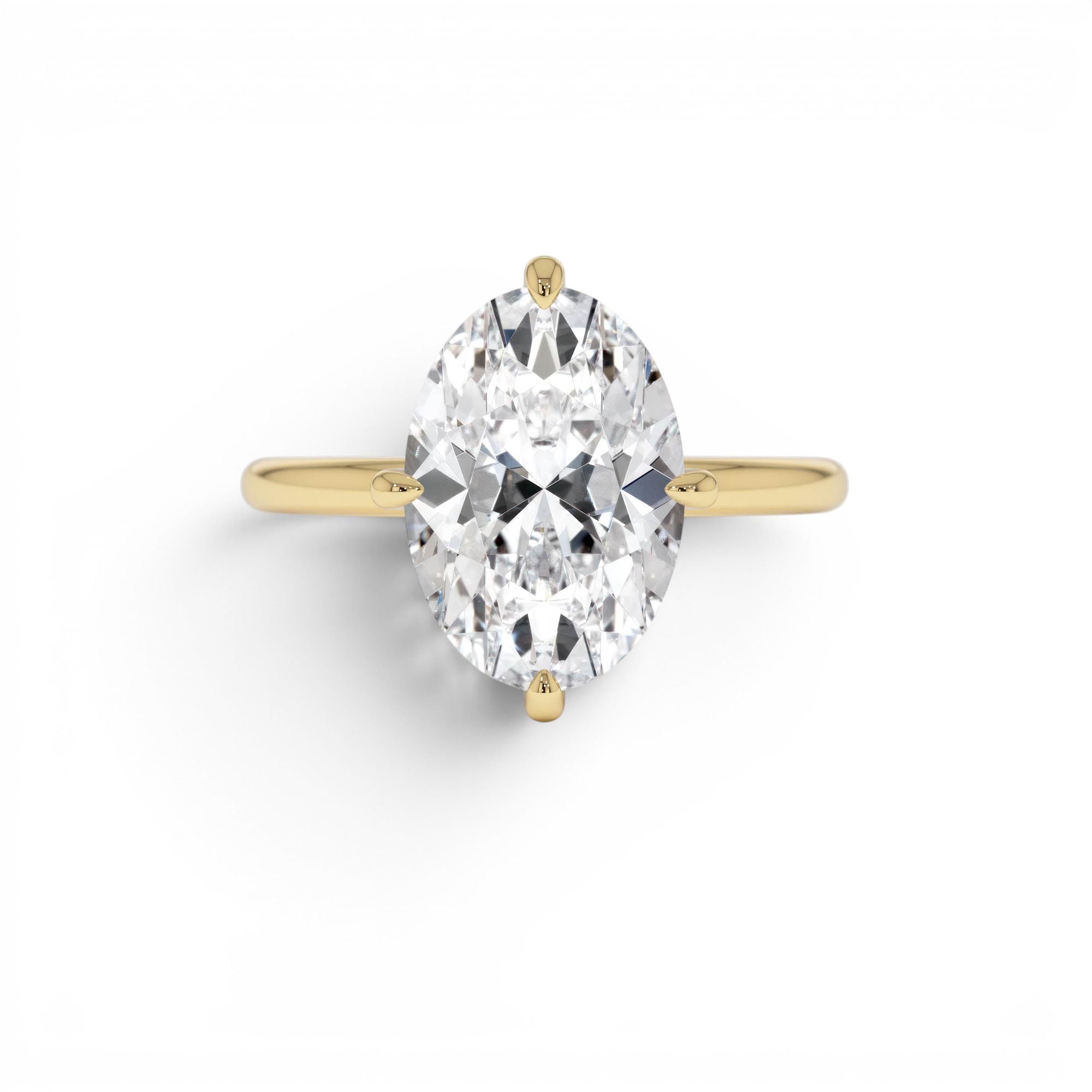 3.00 Ctw 14k Gold Oval Shape Lab Grown Prong Setting Engagement Ring by Orlina Fine