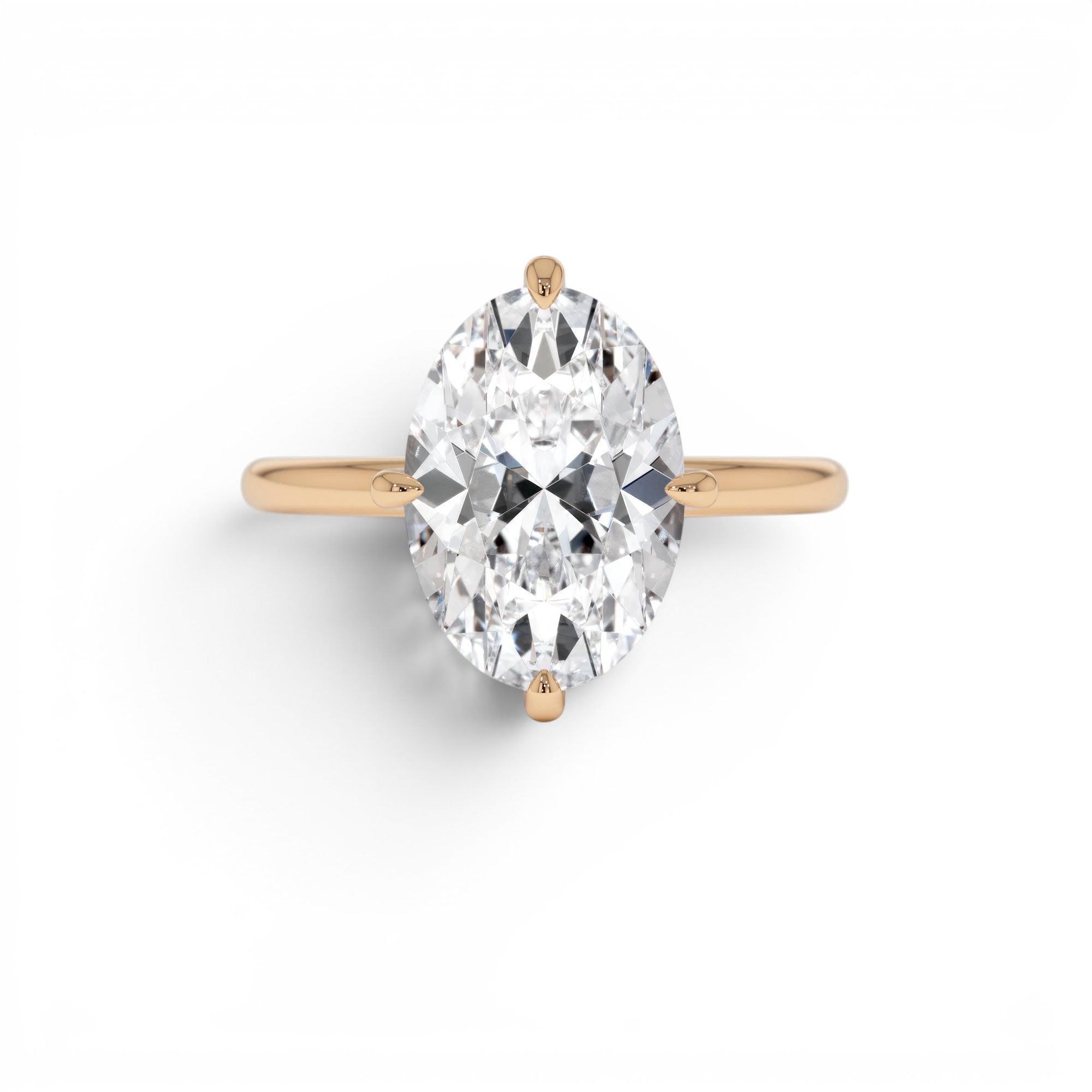 3.00 Ctw 14k Gold Oval Shape Lab Grown Prong Setting Engagement Ring - view 2