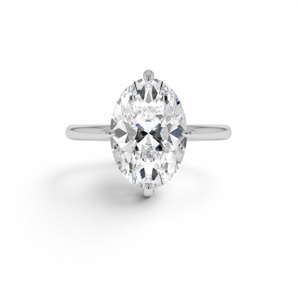 3.00 Ctw 14k Gold Oval Shape Lab Grown Prong Setting Engagement Ring - view 3