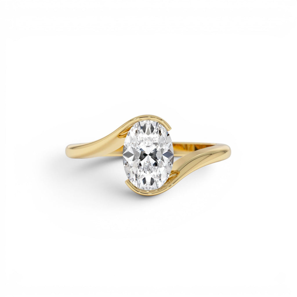 1.00 CTW 14K Gold Oval Lab Grown Diamond S Setting Engagement Ring by Orlina Fine