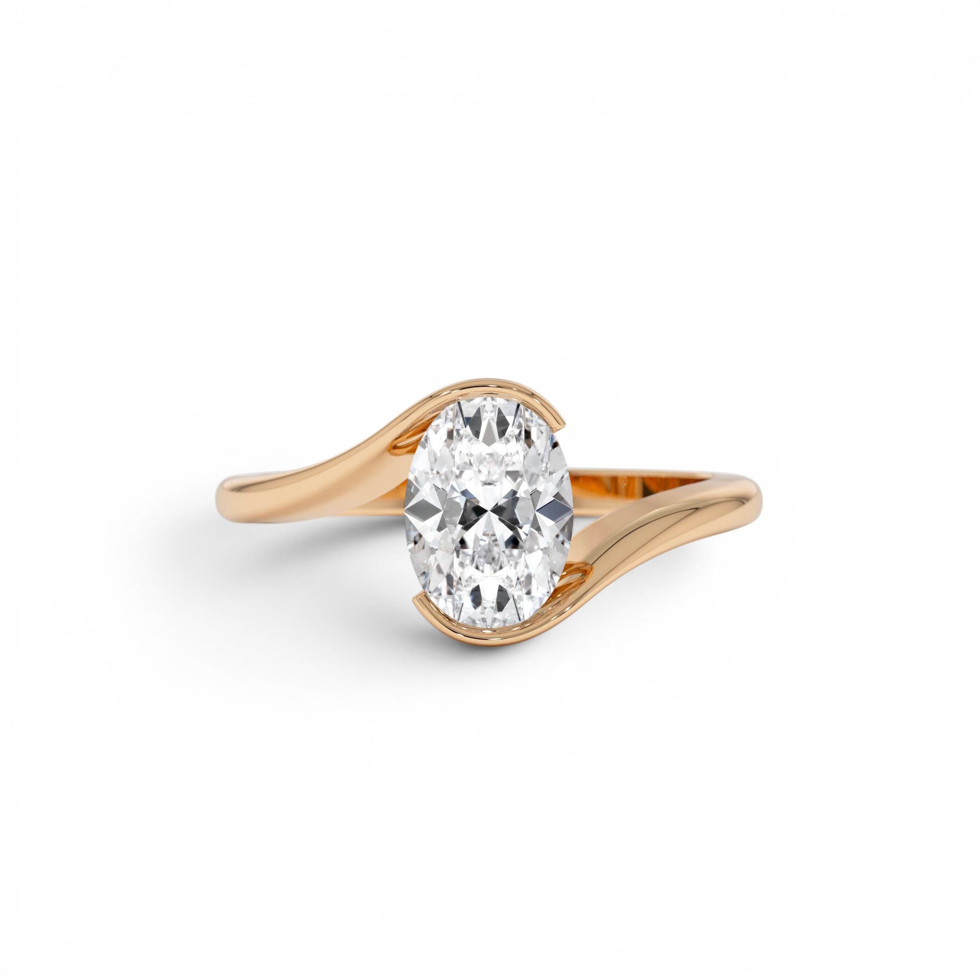 1.00 CTW 14K Gold Oval Lab Grown Diamond S Setting Engagement Ring - view 2