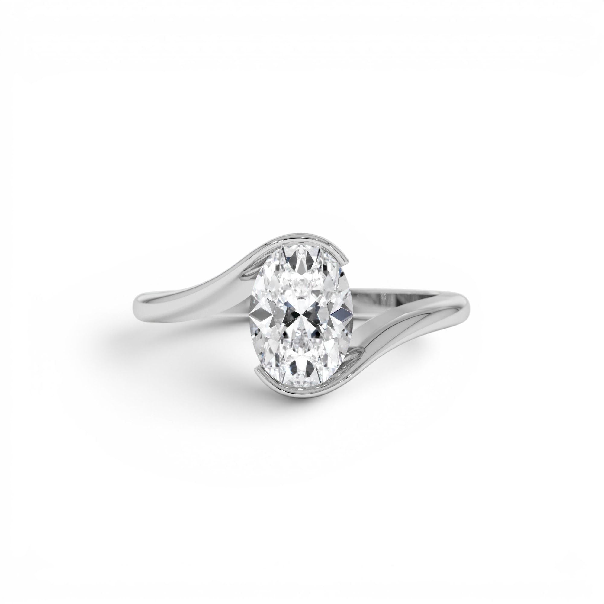 1.00 CTW 14K Gold Oval Lab Grown Diamond S Setting Engagement Ring - view 3