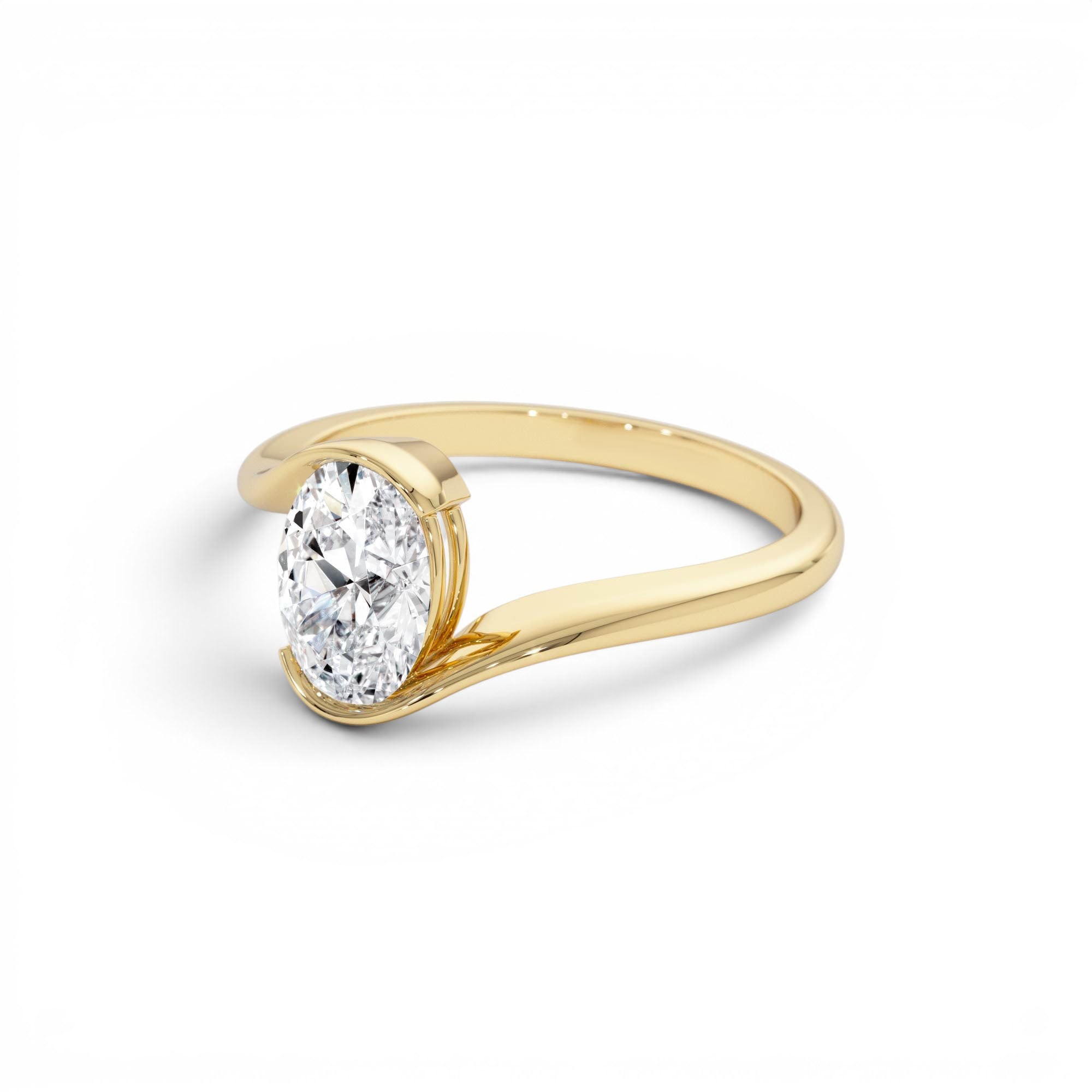 1.00 CTW 14K Gold Oval Lab Grown Diamond S Setting Engagement Ring - view 4