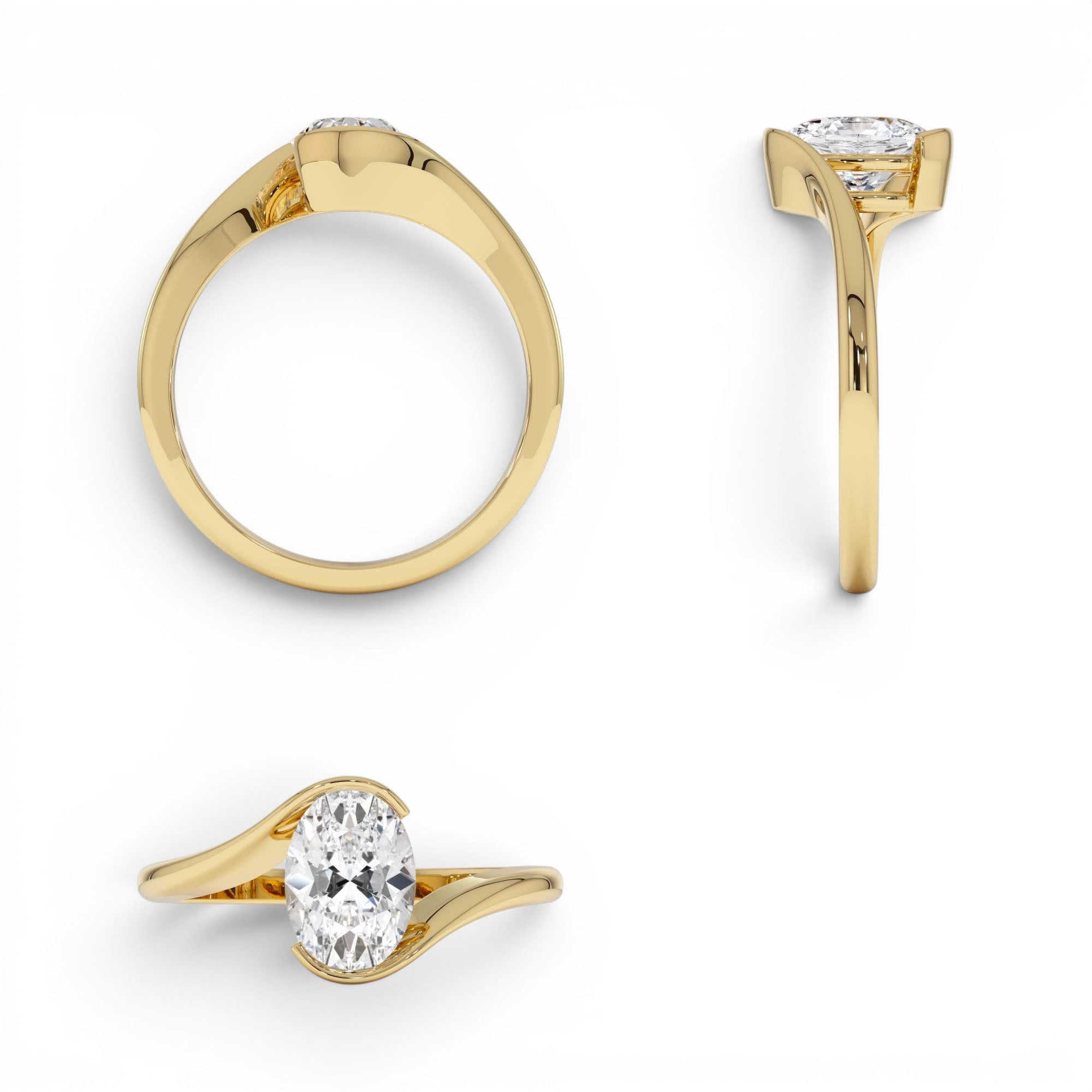 1.00 Ctw 14k Gold Oval Lab Grown Diamond S Setting Engagement Ring - view 5