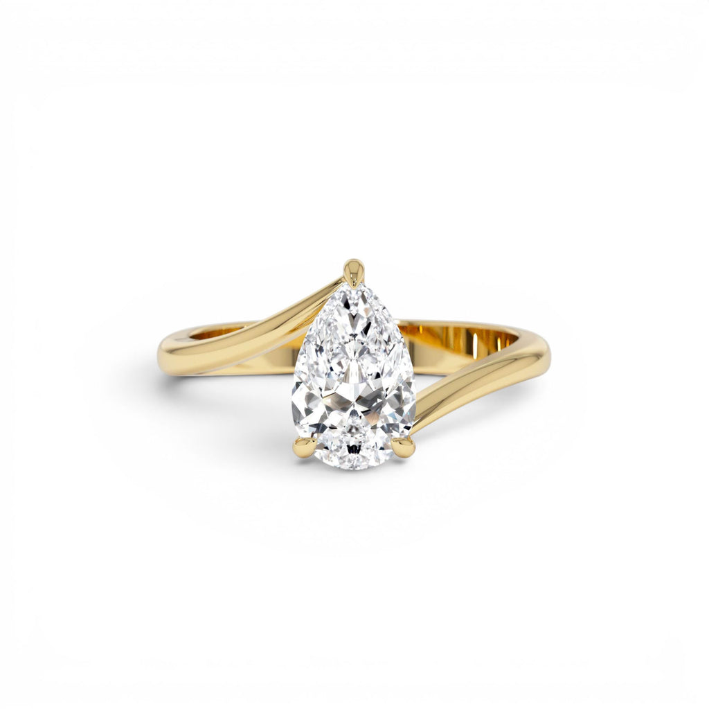 1.00 Ctw 14k Gold Pear Shape Lab Grown Diamond S Setting Engagement Ring by Orlina Fine