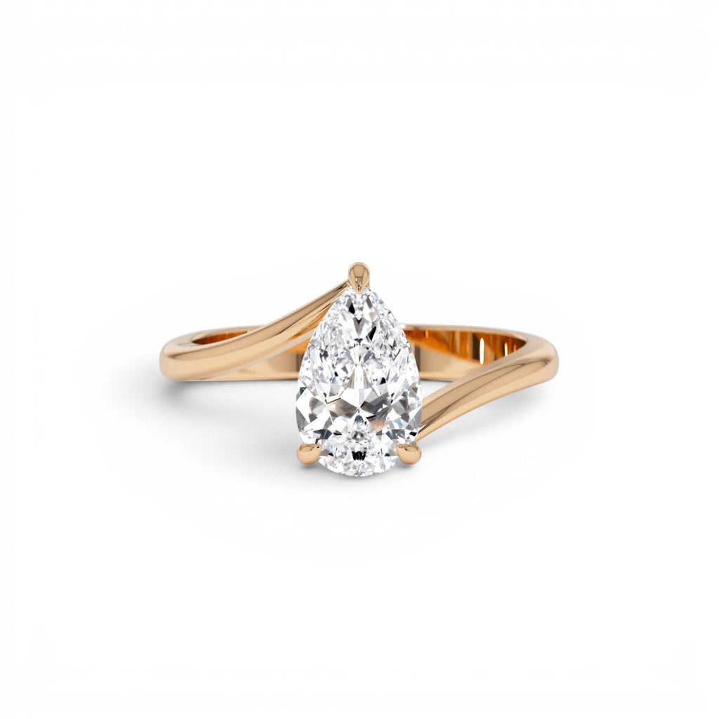 1.00 Ctw 14k Gold Pear Shape Lab Grown Diamond S Setting Engagement Ring - view 2