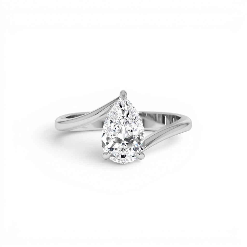 1.00 CTW 14K Gold Pear Shape Lab Grown Diamond S Setting Engagement Ring - view 3