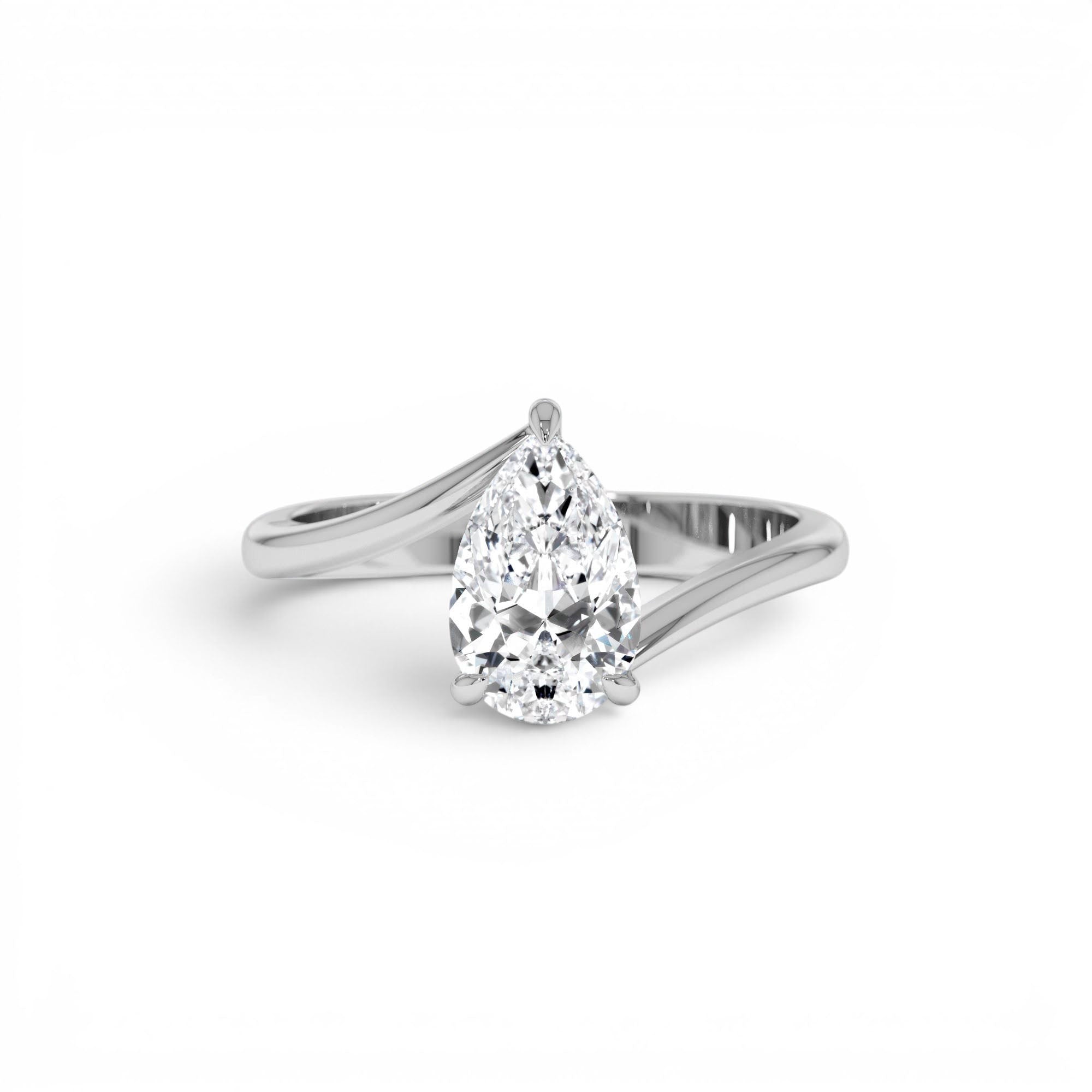 1.00 Ctw 14k Gold Pear Shape Lab Grown Diamond S Setting Engagement Ring - view 3