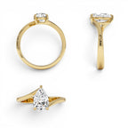 1.00 CTW 14K Gold Pear Shape Lab Grown Diamond S Setting Engagement Ring - view 5