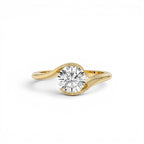 1.00 CTW 14K Gold Round Shape Lab Grown Diamond S Shape Engagement Ring by Orlina Fine