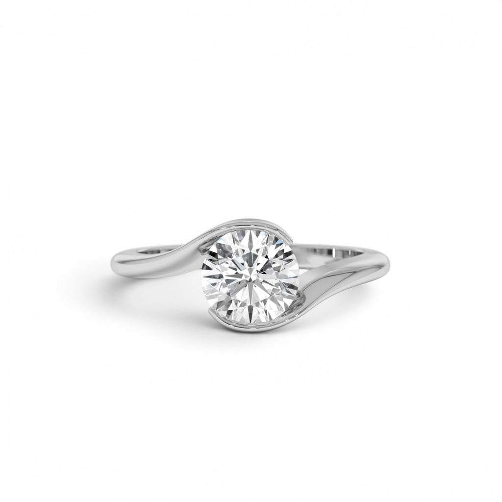 1.00 CTW 14K Gold Round Shape Lab Grown Diamond S Shape Engagement Ring - view 2