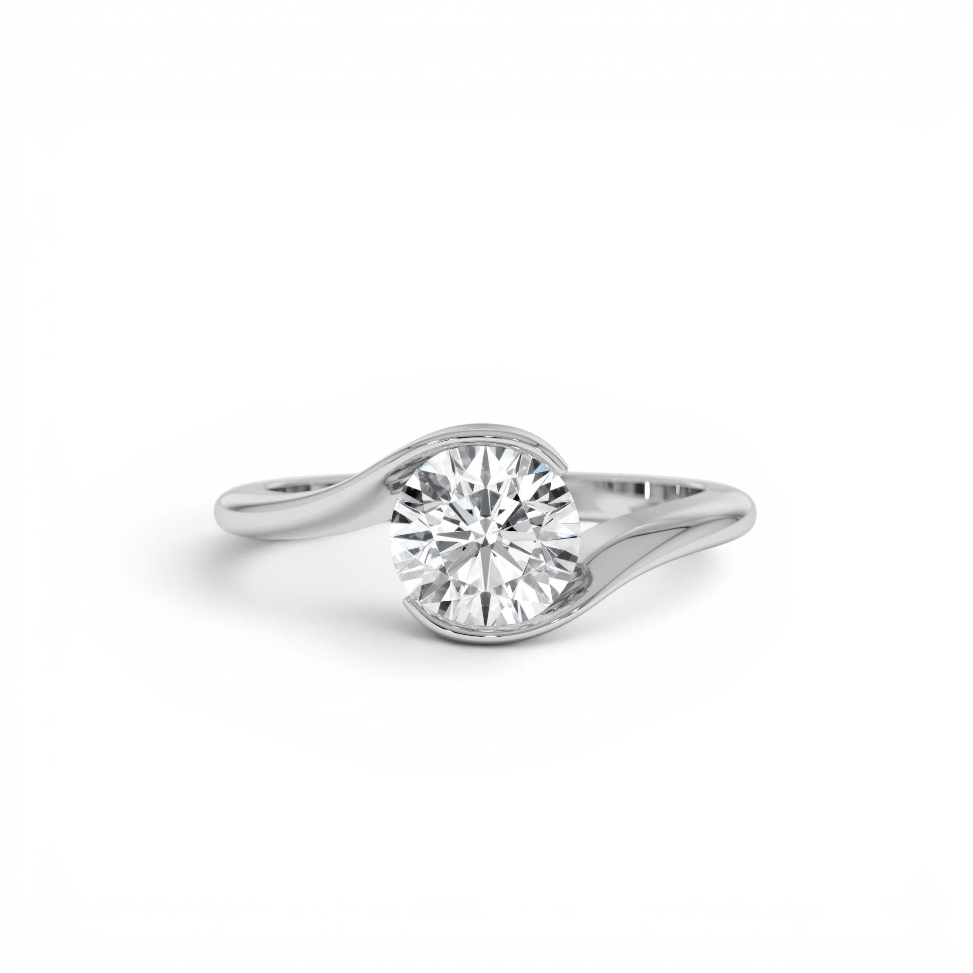 1.00 CTW 14K Gold Round Shape Lab Grown Diamond S Shape Engagement Ring - view 2