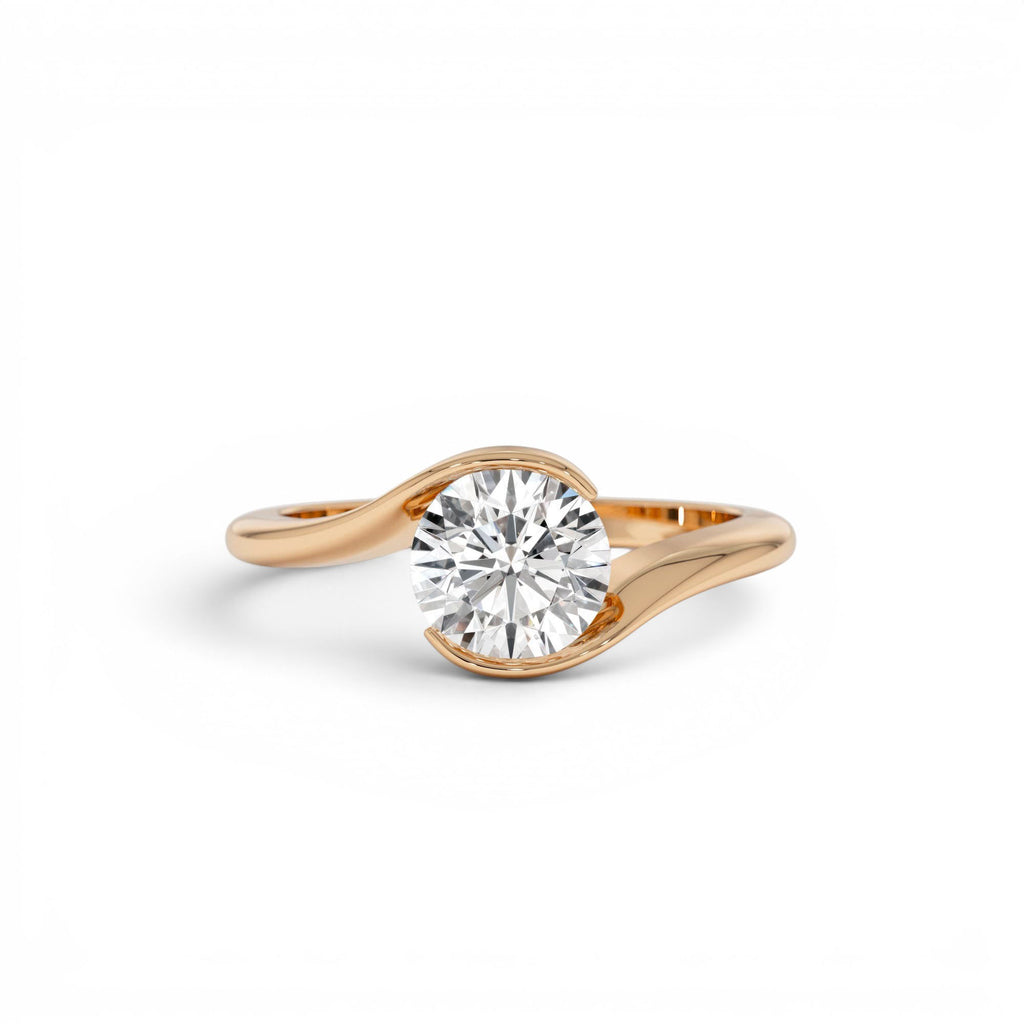 1.00 Ctw 14k Gold Round Shape Lab Grown Diamond S Shape Engagement Ring - view 3