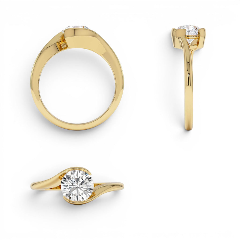 1.00 Ctw 14k Gold Round Shape Lab Grown Diamond S Shape Engagement Ring - view 5