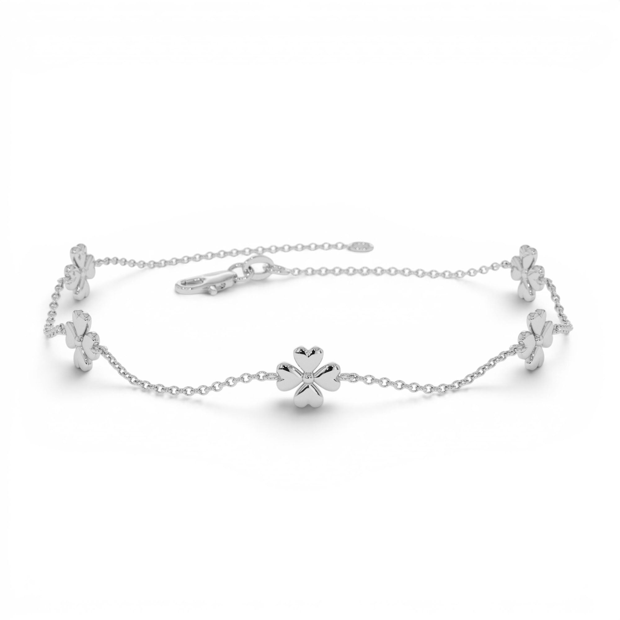 14k Gold Clover Station Bracelet - view 2