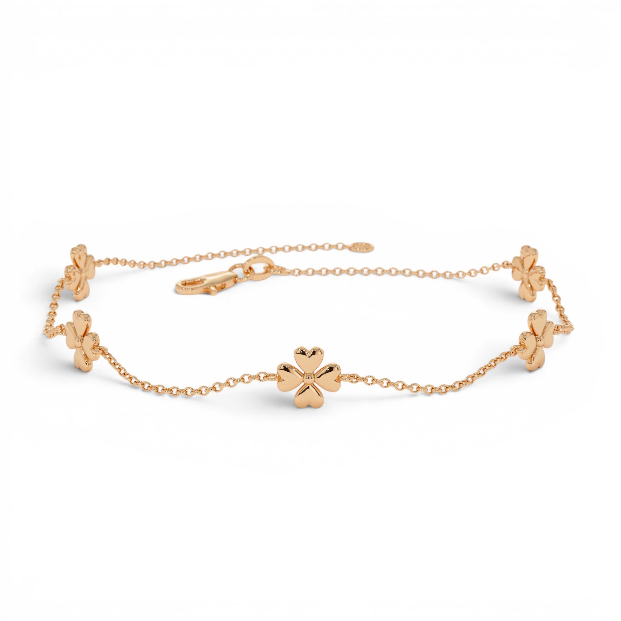 14k Gold Clover Station Bracelet - view 3