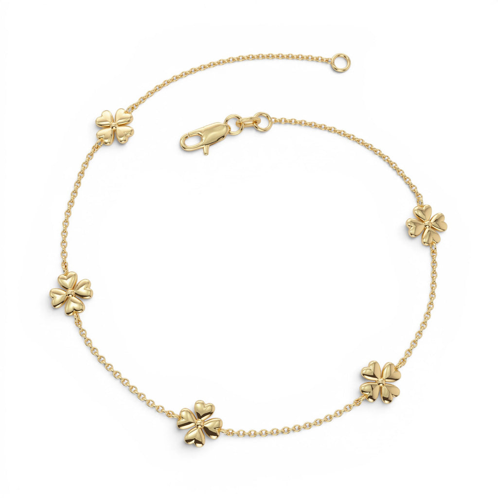 14k Gold Clover Station Bracelet - view 4