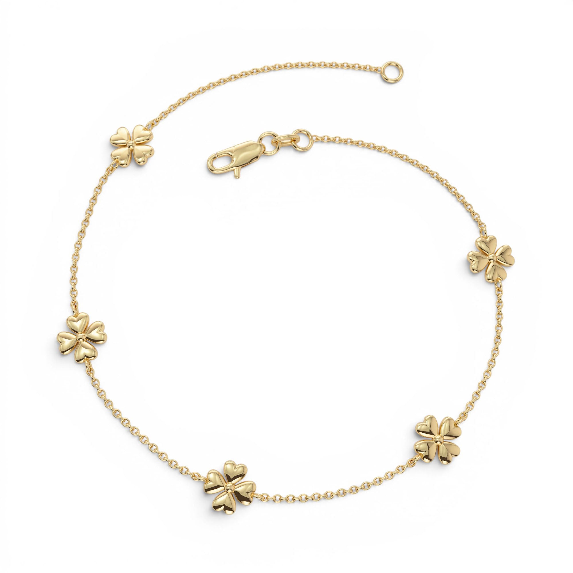 14k Gold Clover Station Bracelet - view 4