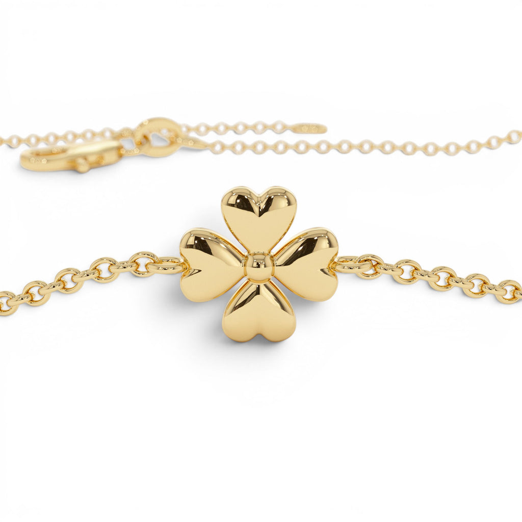 14k Gold Clover Station Bracelet - view 5
