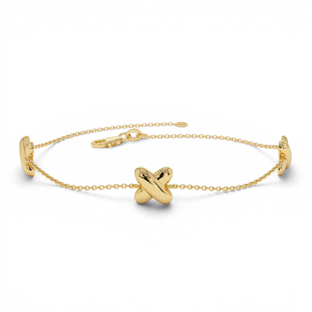 14k Gold Minimalist X Station Bracelet by Orlina Fine