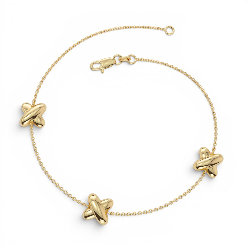 14k Gold Minimalist X Station Bracelet - view 4