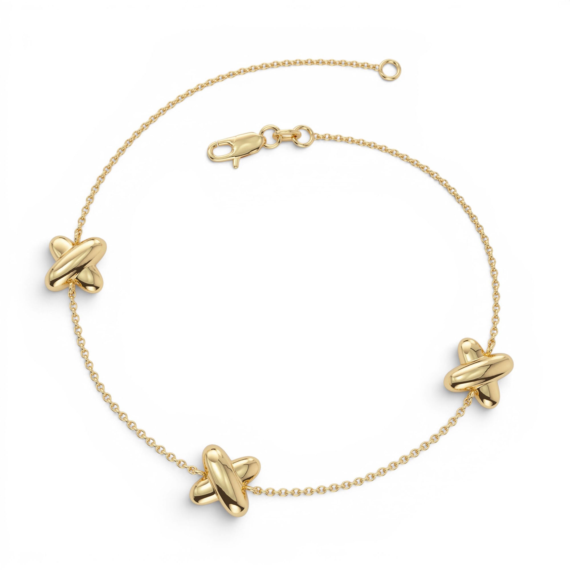 14k Gold Minimalist X Station Bracelet - view 4
