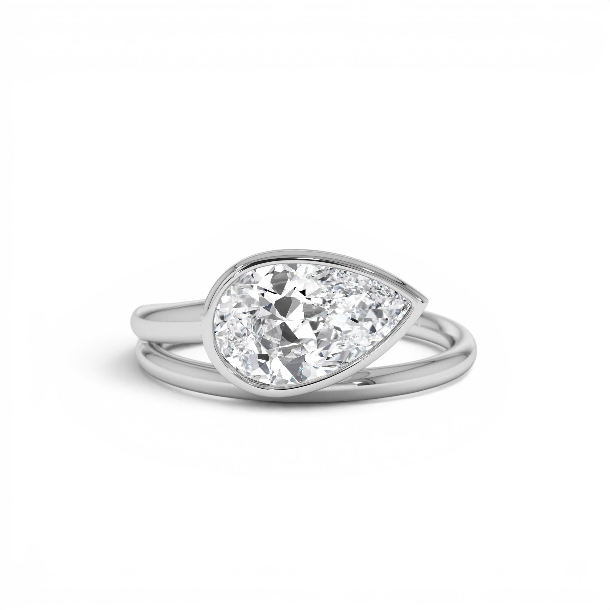 1.5 Ctw Pear Bezel Setting Lab Diamond Ring - view 2