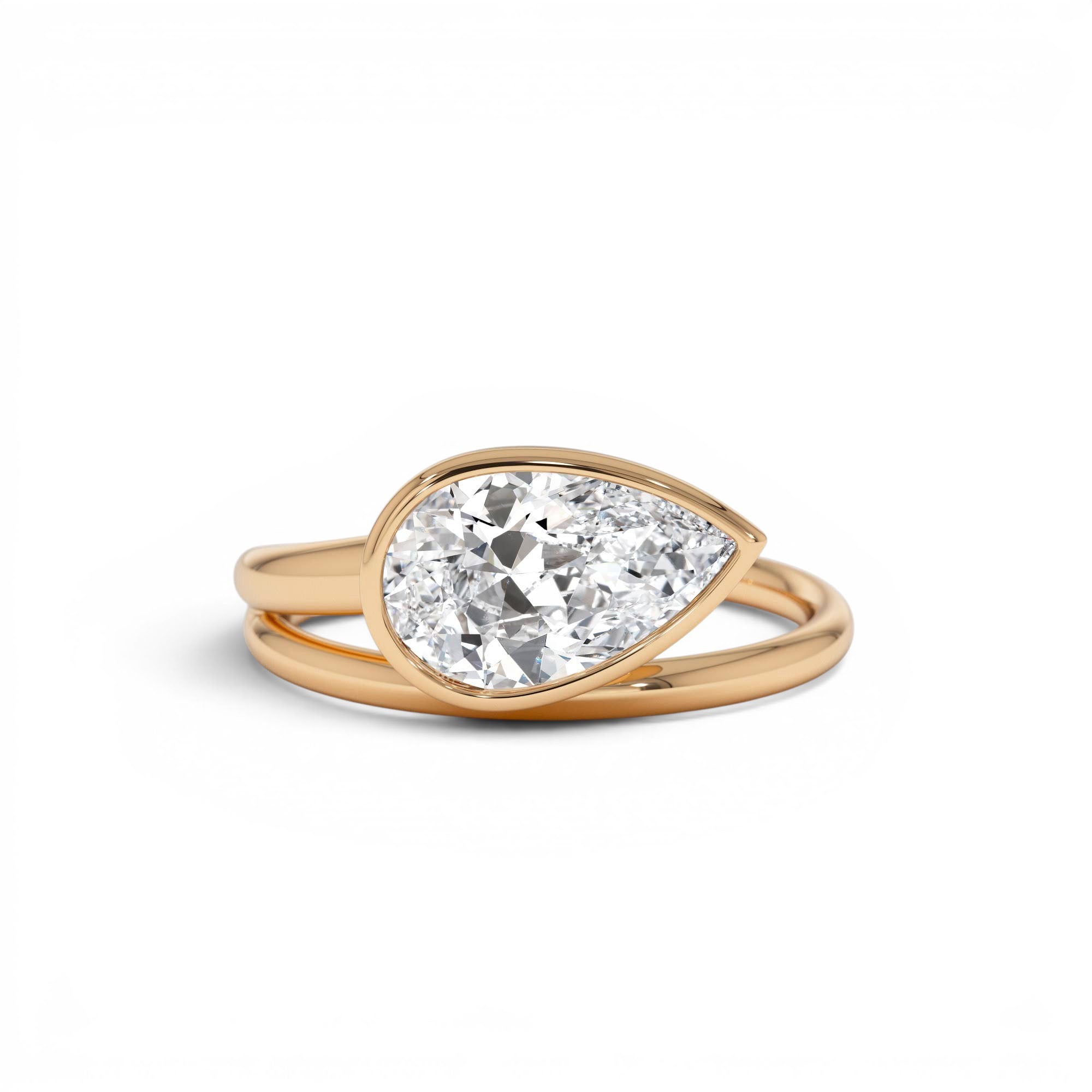 1.5 Ctw Pear Bezel Setting Lab Diamond Ring - view 3