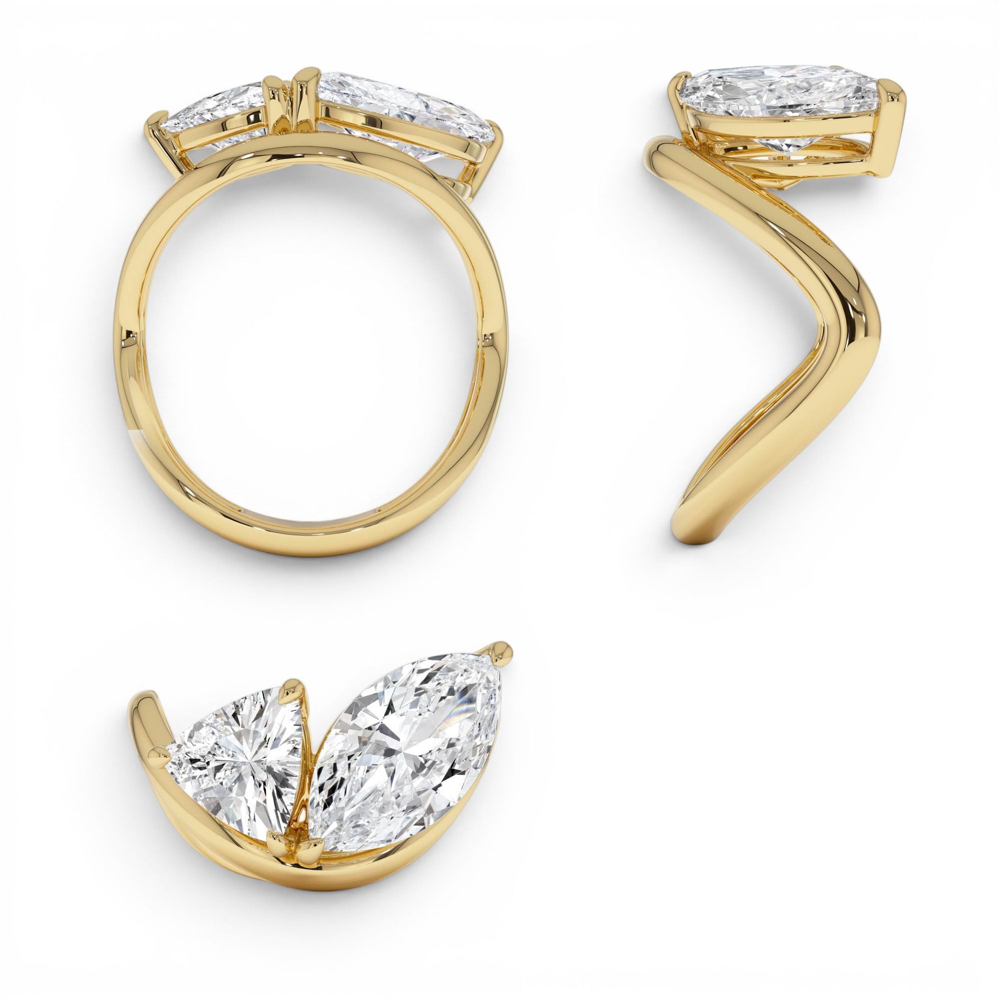 3.00ctw 14k Marquise & Trillion Lab Grown Diamond Statement Ring - view 5