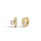 1.35 CTW 14K Lab Grown Emerald Cut Diamond Pavé Huggie Earrings by Orlina Fine
