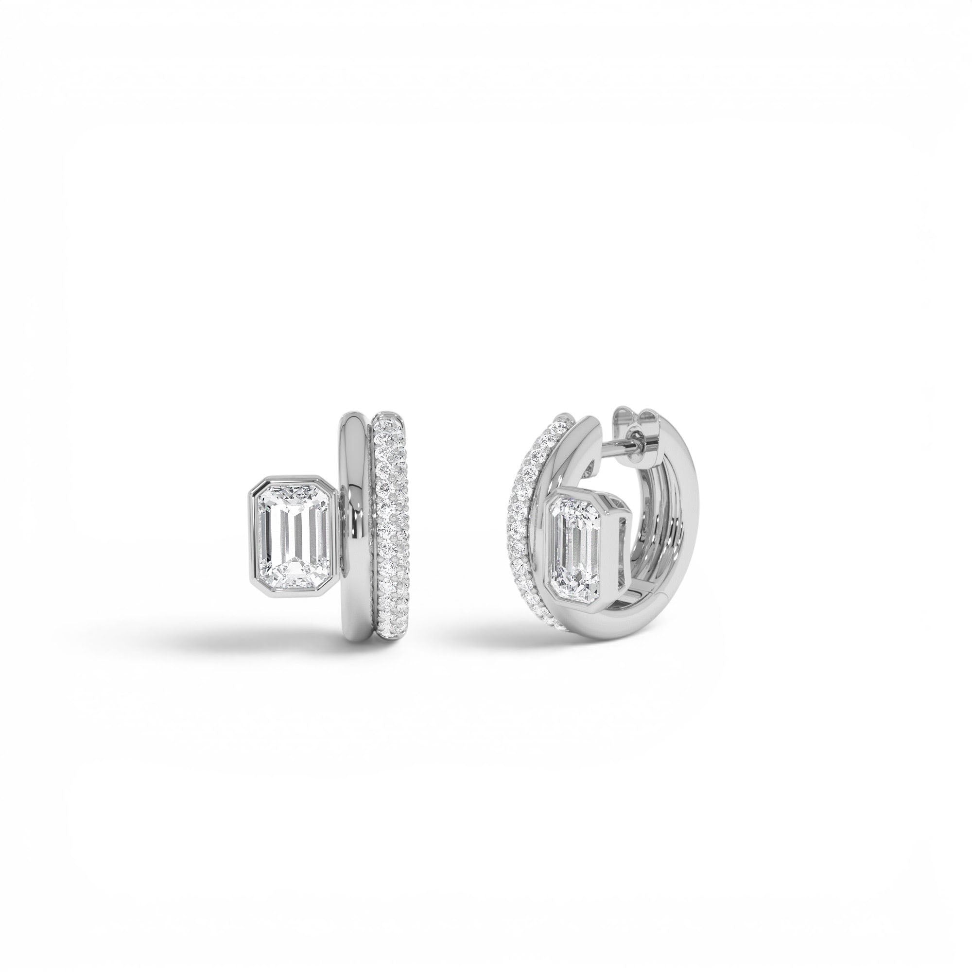 1.35 CTW 14K Lab Grown Emerald Cut Diamond Pavé Huggie Earrings - view 2
