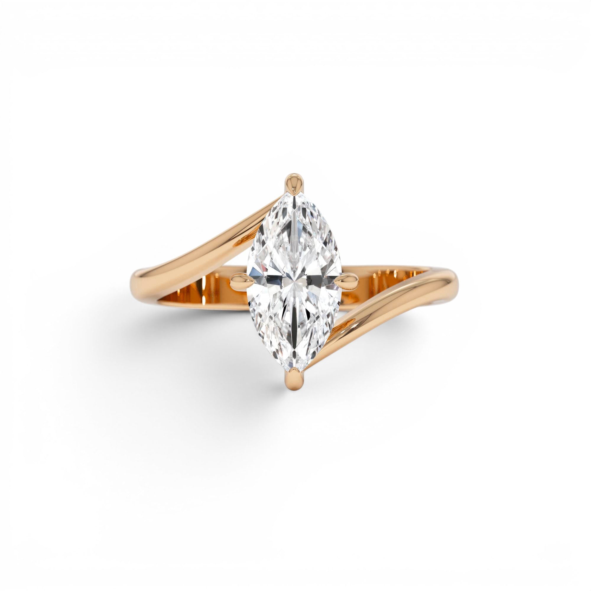 1.50 Ctw 14k Marquise Shaped Lab Grown Diamond Bypass Setting Engagement Ring – Leda - view 2