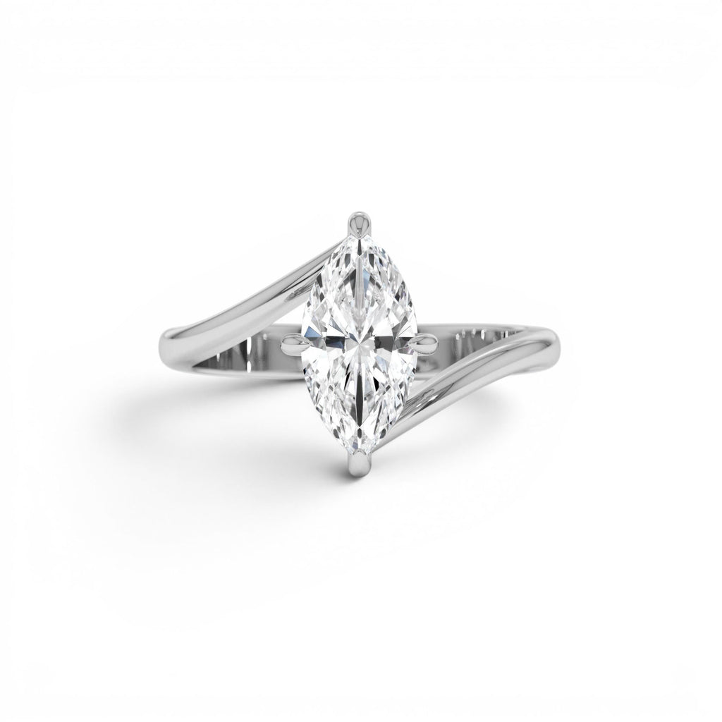 1.50 Ctw 14k Marquise Shaped Lab Grown Diamond Bypass Setting Engagement Ring – Leda - view 3
