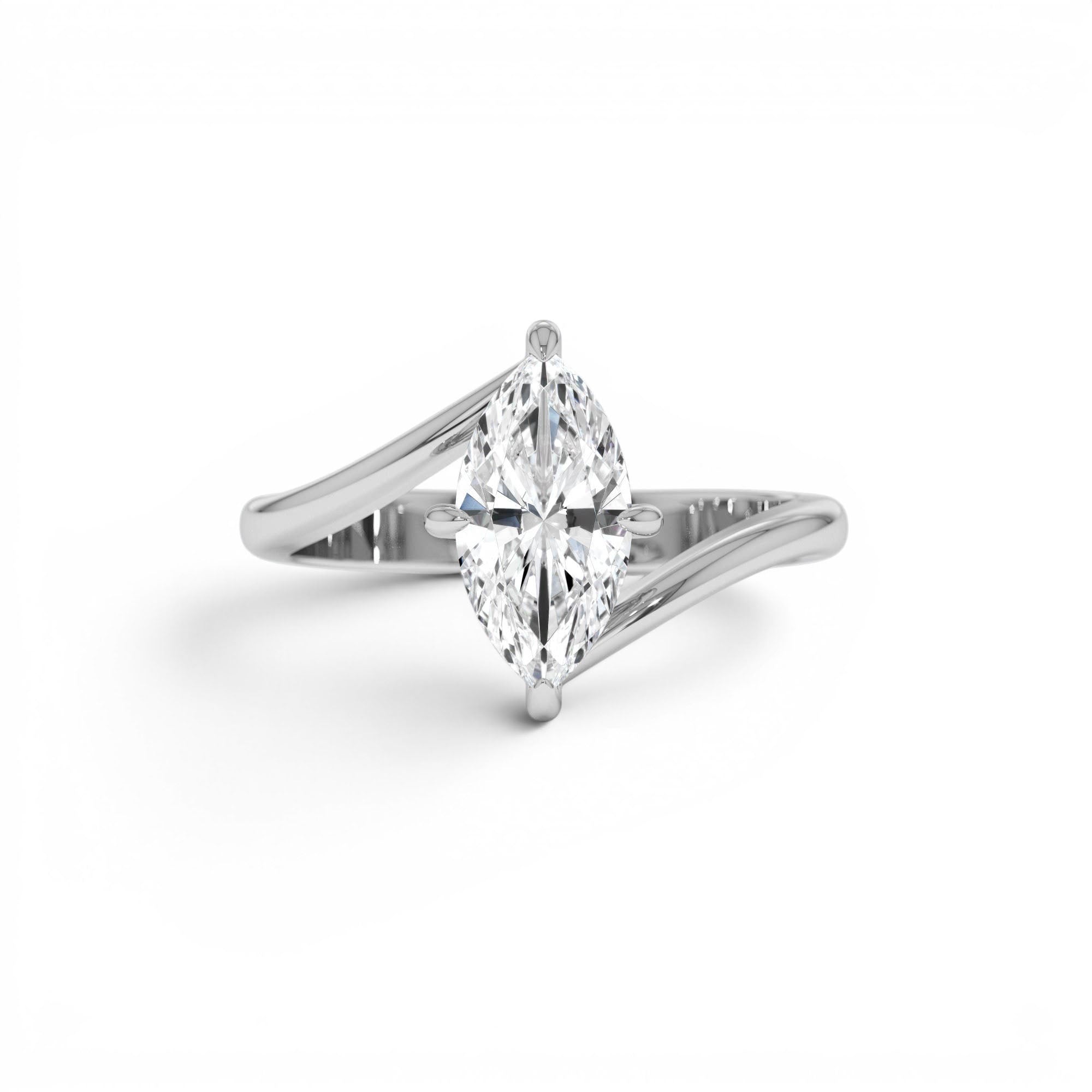 1.50 Ctw 14k Marquise Shaped Lab Grown Diamond Bypass Setting Engagement Ring – Leda - view 3
