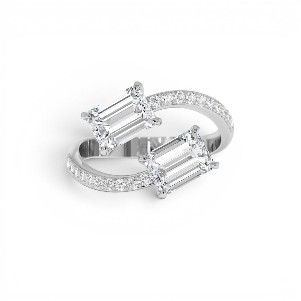 2.25 CTW 14K Lab Grown Emerald Cut and Diamond Bypass Ring - view 2