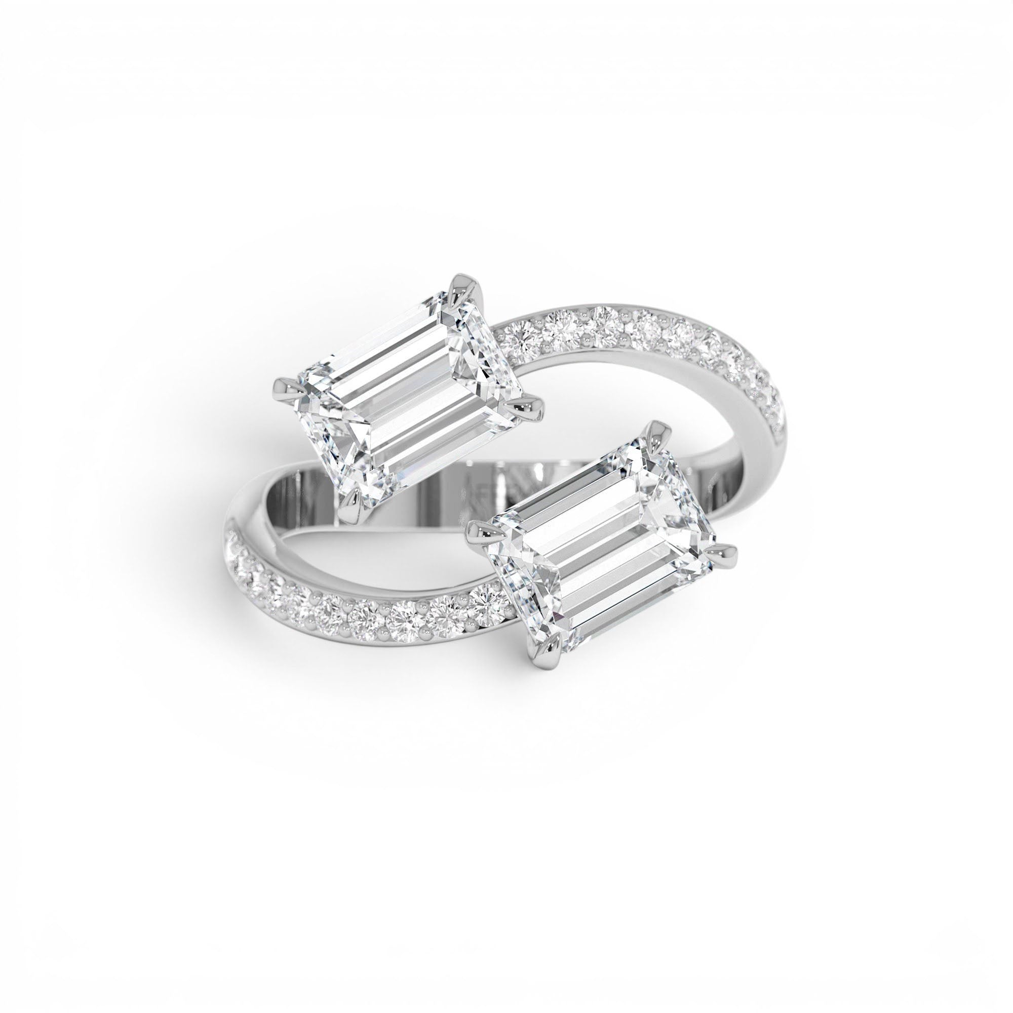2.25 CTW 14K Lab Grown Emerald Cut and Diamond Bypass Ring - view 2