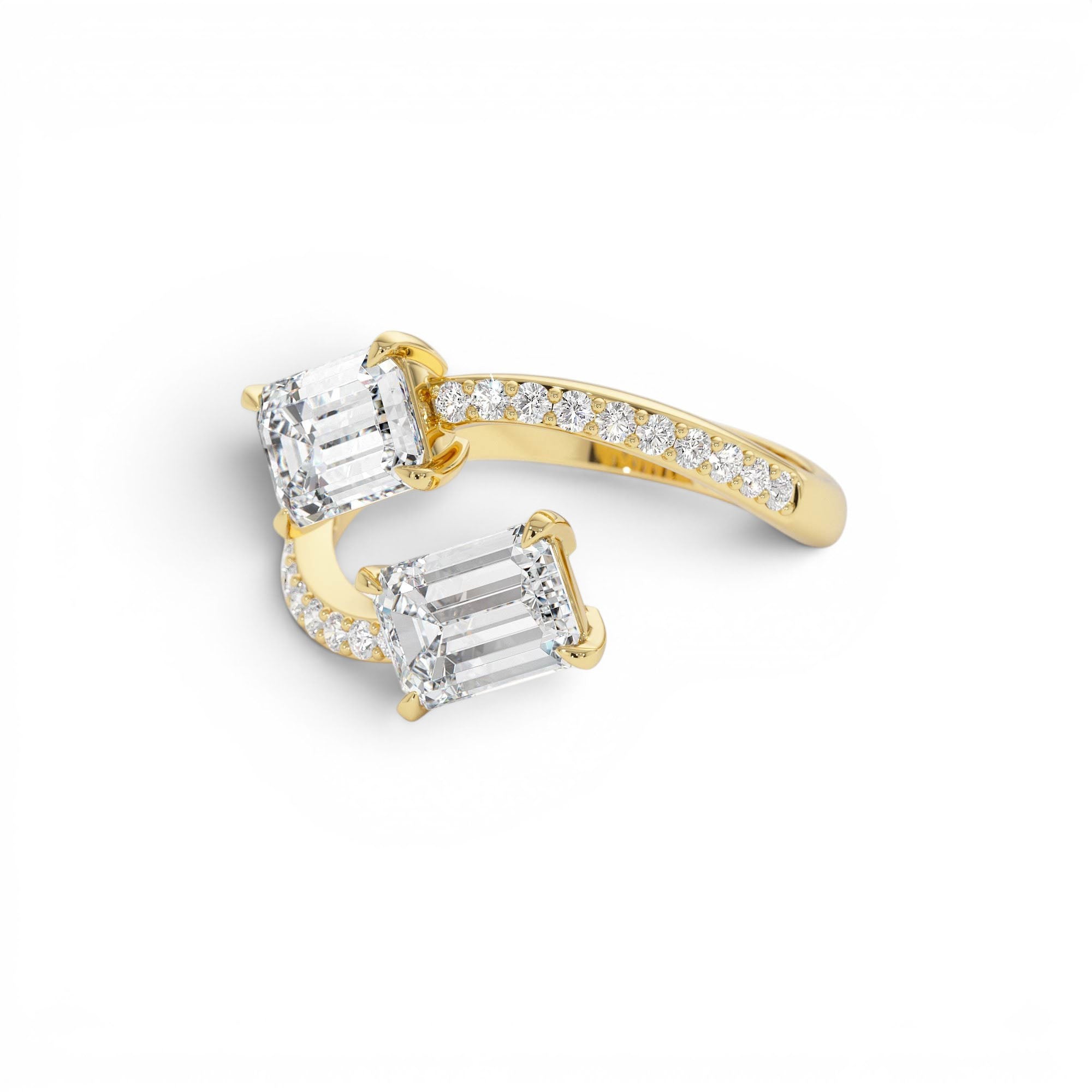 2.25 Ctw 14k Lab Grown Emerald Cut and Diamond Bypass Ring - view 3