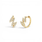 14K Gold Modern Zigzag Wave Hoop Earrings with Natural Diamonds by Orlina Fine