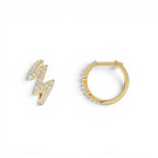 14K Gold Modern Zigzag Wave Hoop Earrings with Natural Diamonds - view 3