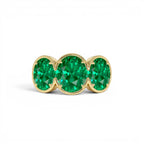 9.15 CTW 14K Lab Grown Colombian Emerald Three Stone Ring by Orlina Fine