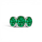 9.15 CTW 14K Lab Grown Colombian Emerald Three Stone Ring - view 2