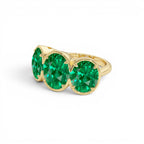 9.15 CTW 14K Lab Grown Colombian Emerald Three Stone Ring - view 3