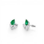 1.79 CTW 14K Pear Shape Lab Grown Emerald and Diamond Stud Earrings - view 2