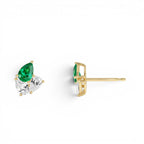 1.79 CTW 14K Pear Shape Lab Grown Emerald and Diamond Stud Earrings - view 3