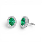 1.86 CTW 14K Lab Grown Emerald and Diamond Oval Halo Stud Earrings - view 2