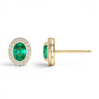 1.86 CTW 14K Lab Grown Emerald and Diamond Oval Halo Stud Earrings - view 3