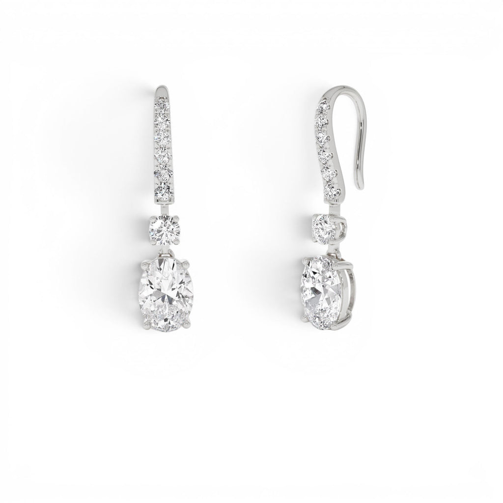 2.55 Ctw 14k Oval and Round Shape Lab Grown Diamond Drop Earrings - view 2